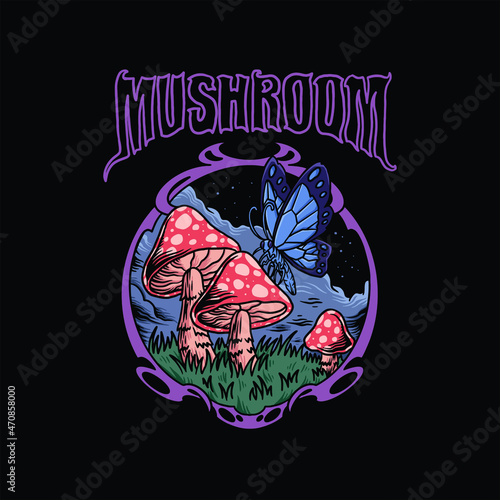 magic mushroom illustration vector design