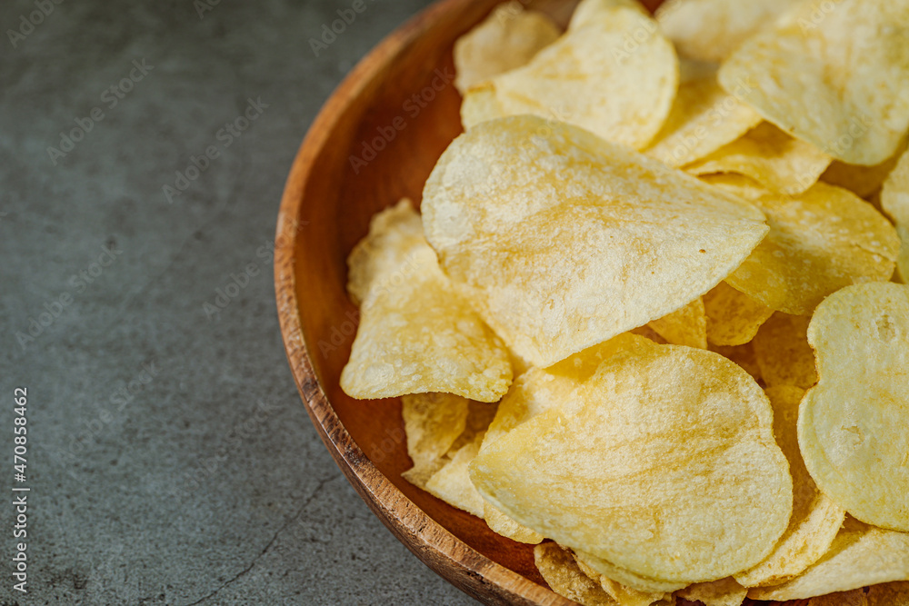 Potato Chips Snacks Served on Wood Plates Potato Chips Snacks Served on Wood Plates