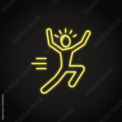 Neon person with ADHD icon in line style