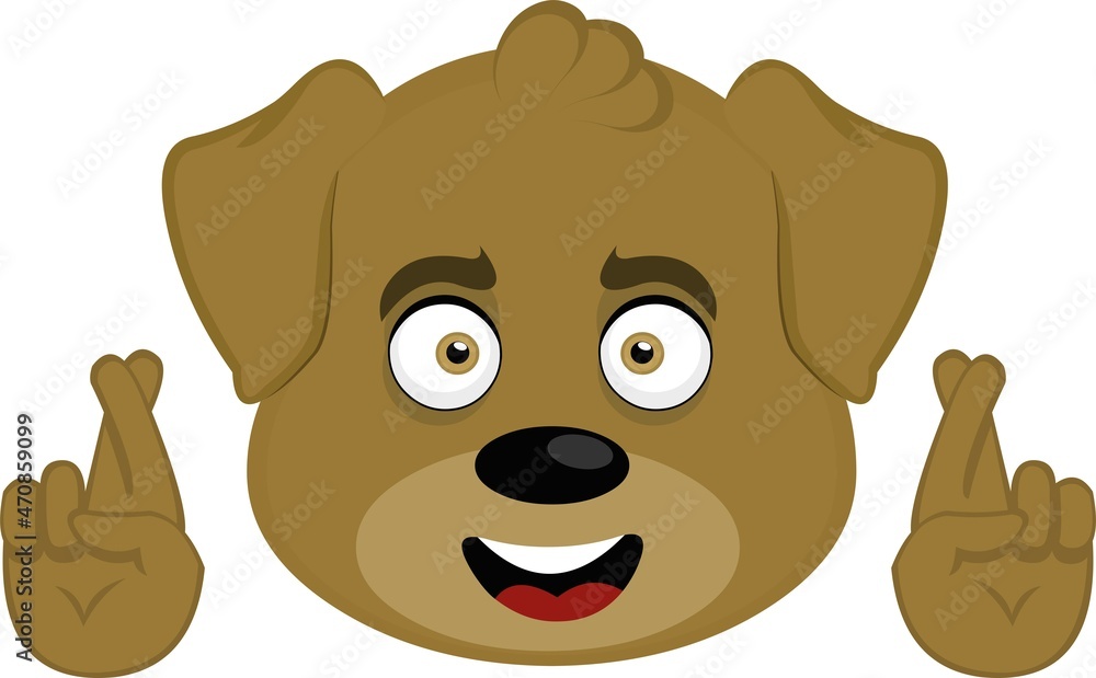 Vector illustration of the face of a cartoon dog crossing the fingers of the hands in concept of good luck
Vector illustration of the face of a cartoon dog crossing the fingers of the hands in concept of good luck