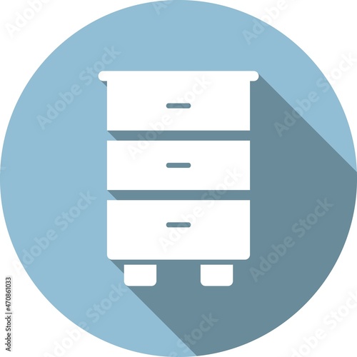 Chest Of Drawers Glyph Circle Vector Icon Design