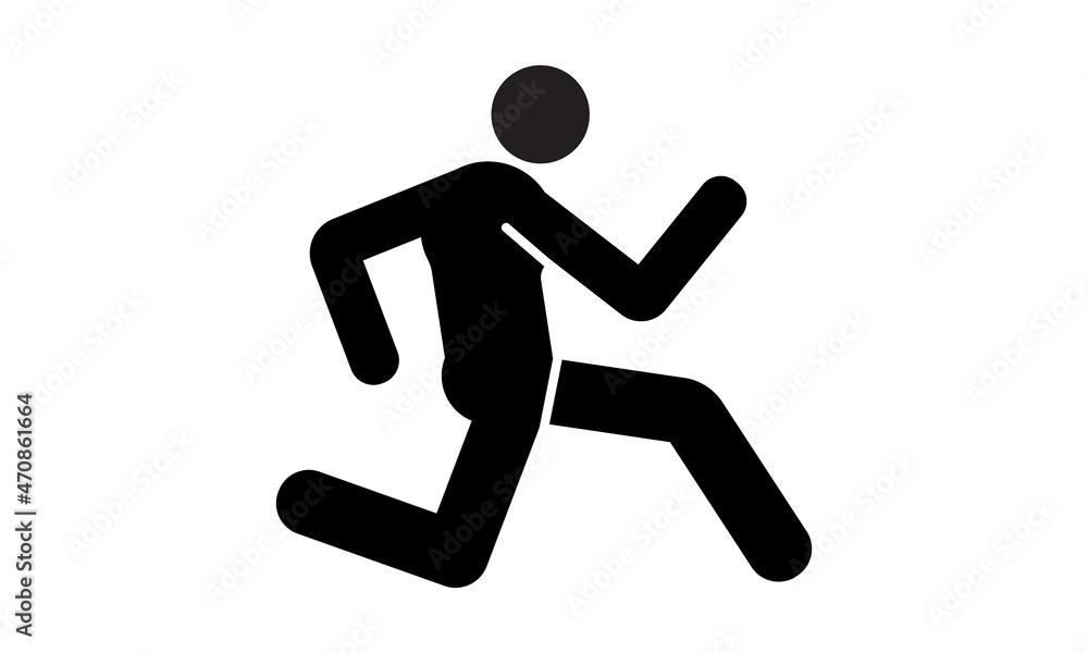 Run Icon Vector. Running simple flat symbol. Black pictogram illustration isolated silhouette Run Icon Vector. Running simple flat symbol. Black pictogram illustration isolated silhouette