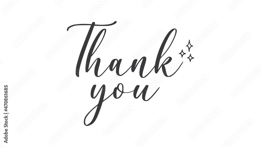 Thank you lettering text with shinning sparks. Hand written message. Thank you lettering text with shinning sparks. Hand written message.