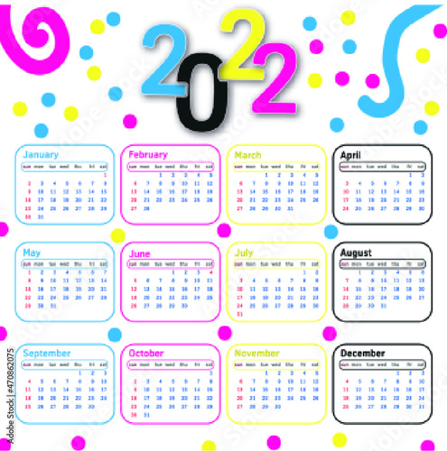Hand drawn flat 2022 calendar template Free Vector
