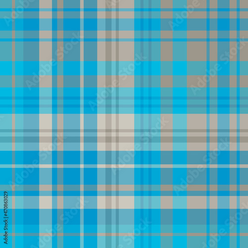 Seamless pattern in positive bright blue and gray colors for plaid, fabric, textile, clothes, tablecloth and other things. Vector image.