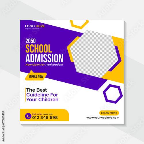 Back to school admission promotion social media post banner template