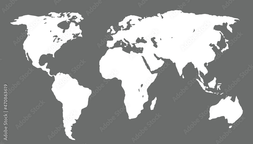 World map. Color vector modern. Silhouette map	
