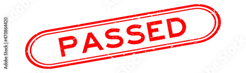 Grunge red passed word rubber seal stamp on white background