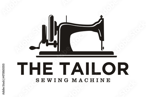 Old Sewing Machine for Vintage Tailor Logo design
