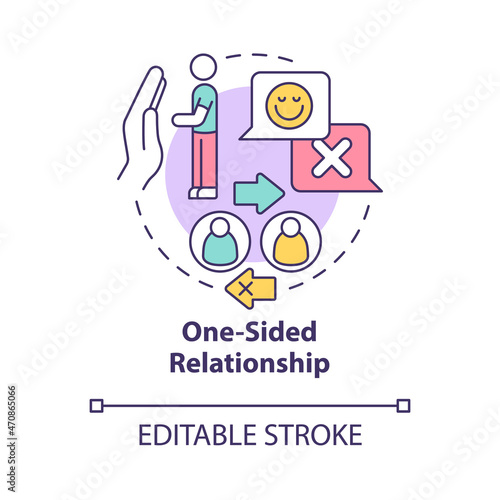 One-sided relationship concept icon. Conversation and listening problems. Selfish partner. Reciprocity lack abstract idea thin line illustration. Vector isolated outline color drawing. Editable stroke