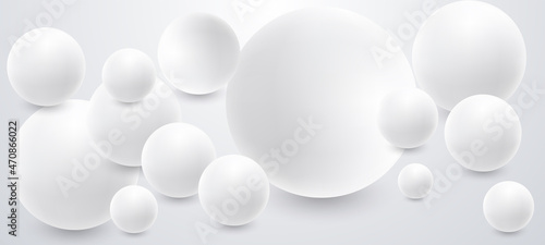 White sphere, ball or orb. 3D vector object with dropped shadow on white background.