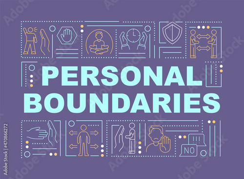 Individual boundaries word concepts banner. Define restrictions. Infographics with linear icons on purple background. Isolated creative typography. Vector outline color illustration with text