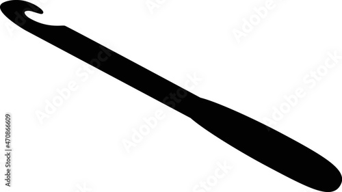 Crochet hook - vector silhouette illustration for logo or pictogram. The hook is a needlework tool for a sign or icon. Knitting tool.