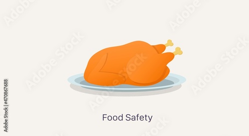 Food Safety Food Safety Title Chicken Vector with Editable Text