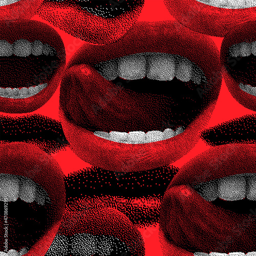 Repeatable bright lips background. Universal editable seamless pattern