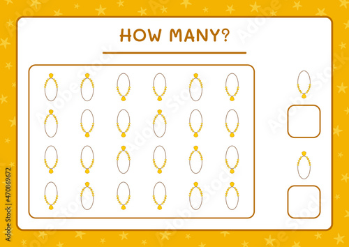 How many Pendant, game for children. Vector illustration, printable worksheet