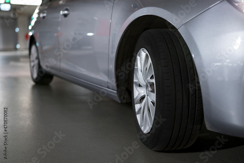 Car tire, wheel close up