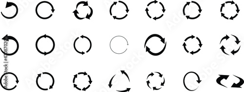 set of circular arrows,arrow pictogram refresh reload rotation loop sign set. 