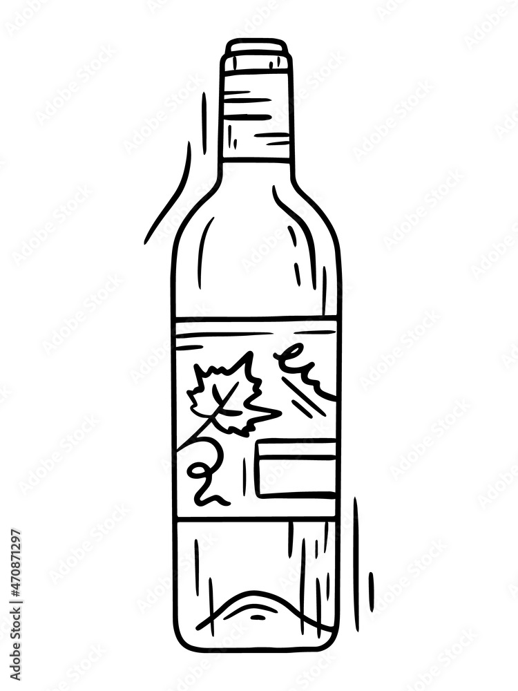 Wine bottle linear vector icon in doodle sketch style Wine bottle linear vector icon in doodle sketch style