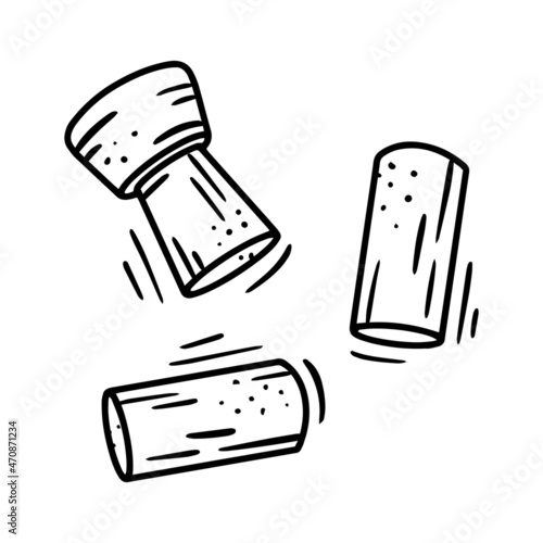 Wine stoppers linear vector icon in doodle sketch style photo