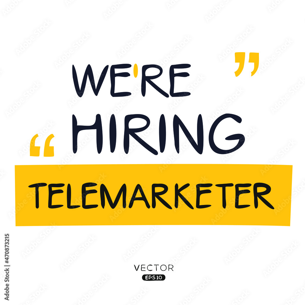 We are hiring Telemarketer, vector illustration.