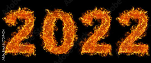 Year 2022 fire text on black
