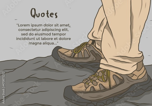 Outdoor shoes quotes illustration drawing