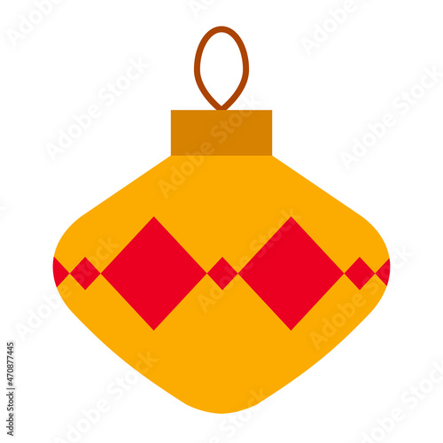 Сhristmas-tree decoration isolated on white background. Flat vector illustration