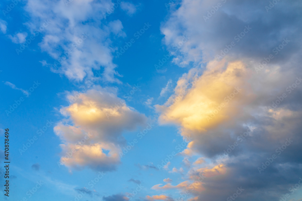 evening sky with colorful clouds in the sunset	
