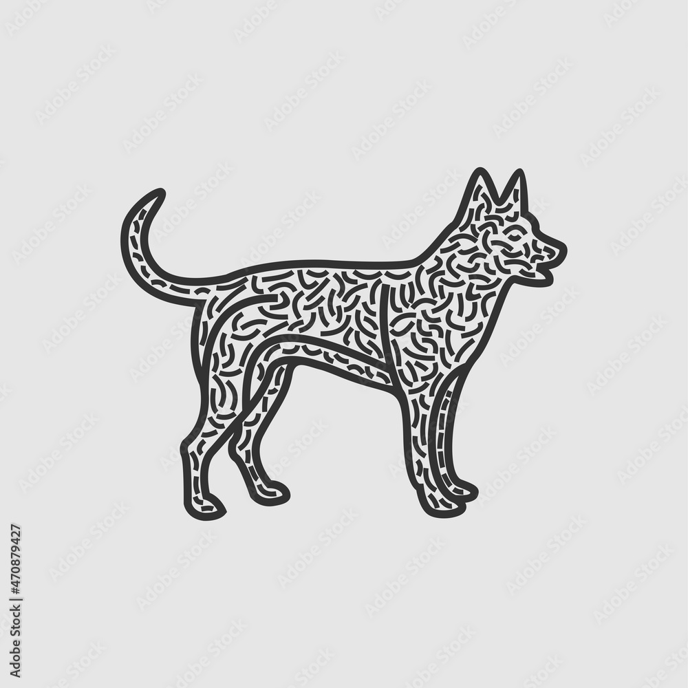 Creative Design of Dog Icon Logo in Modern Abstract Line Art Style. for Pet Shops, T-Shirts, Wall Frames etc. Best Dog Vector Illustration