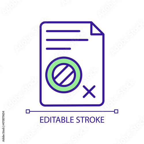 Mandatory vaccination RGB color icon. Controlling covid and variants spread. Compulsory vaccine doses. Vaccination regulation. Isolated vector illustration. Simple filled line drawing. Editable stroke