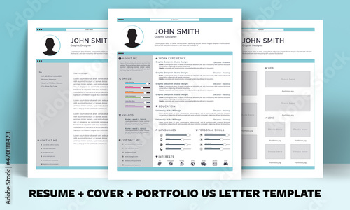 CV/resume, Cover and Portfolio Layout Template