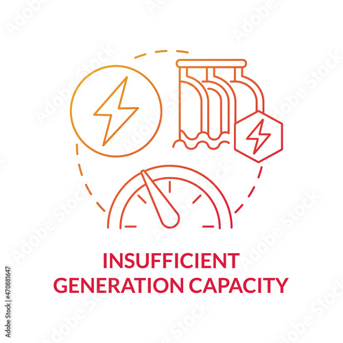 Insufficient generation capacity red gradient concept icon. Renewable energy disadvantage abstract idea thin line illustration. Intermittent power sources. Vector isolated outline color drawing