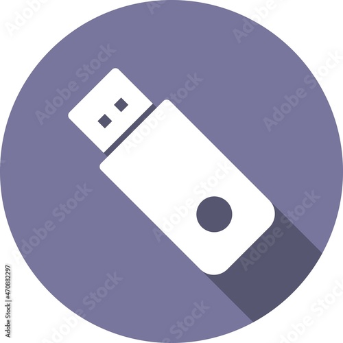 Usb Drive Glyph Circle Vector Icon Design