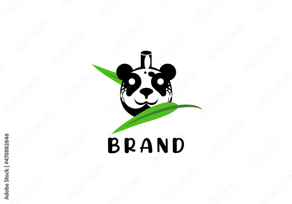 Fototapeta premium Logo Panda Bottle Black Color Vector Illustration Template Good For Any Industry