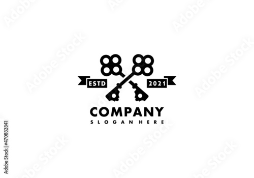 Logo Two Key Black Color Vector Illustration Template Good For Any Industry