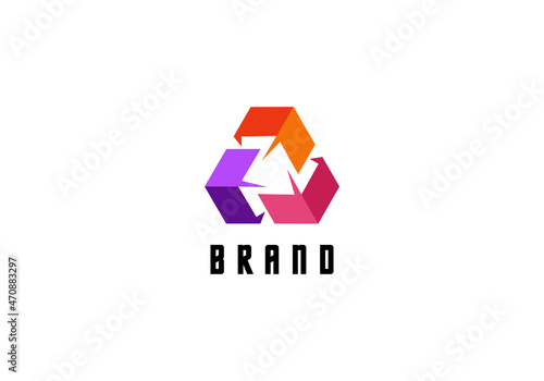 Logo Element Triangle Line Abstract Tri Color Vector Illustration Template Good For Any Industry