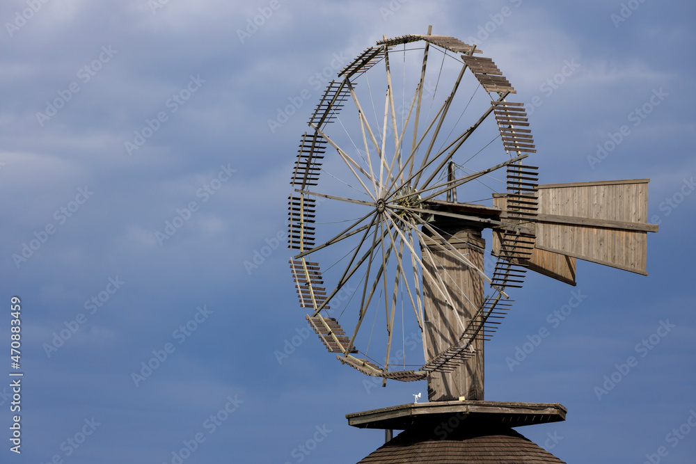 Dutch type windmill With a unique Halladay turbine in Ruprechtov, Southern Moravia, Czech Republic