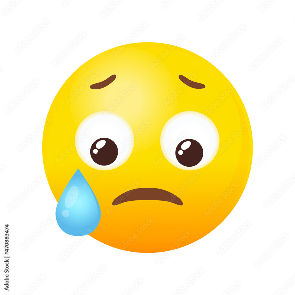 Emoji Sad but Relieved. Cartoon cry face, flat vector Emoji Sad but Relieved. Cartoon cry face, flat vector