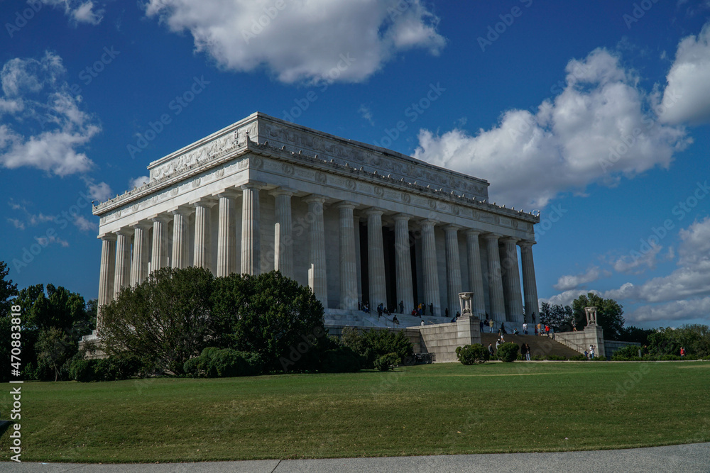 Washington, United States; 26 october 2021: Amazing view of the Lincoln Memorial, where people visit the satue of Abraham Lincoln, a U.S president