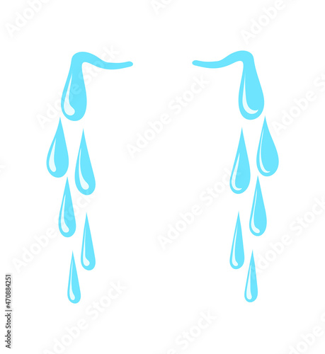 Eye droplets. Weeping drip droplets, graphic vector illustration