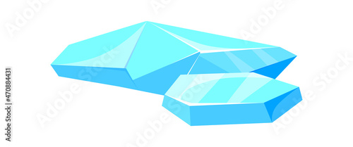 Floating ice pieces. Isolated frame of clean freeze shape, cartoon flat vector illustration