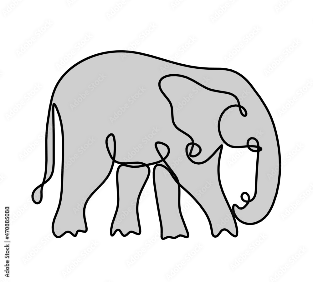 Silhouette of abstract color elephant as line drawing on white. Vector Silhouette of abstract color elephant as line drawing on white. Vector