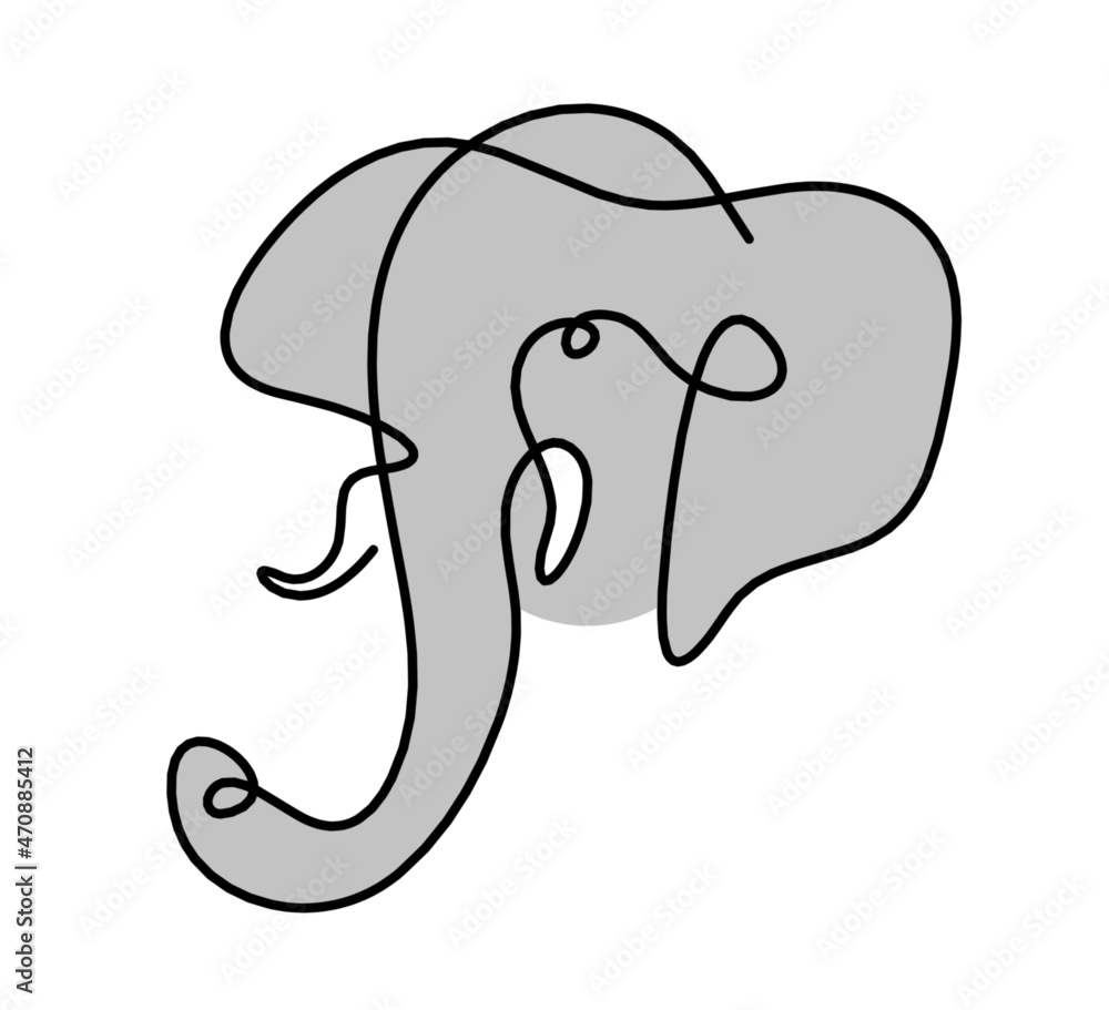Silhouette of abstract color elephant as line drawing on white. Vector Silhouette of abstract color elephant as line drawing on white. Vector