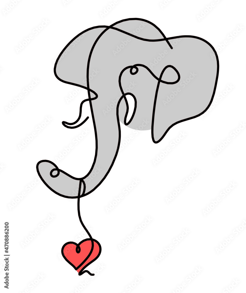 Silhouette of abstract color elephant as line drawing on white. Vector Silhouette of abstract color elephant as line drawing on white. Vector