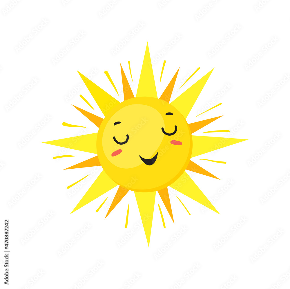 Happy Sun. Sunny heat break illustration, vector design