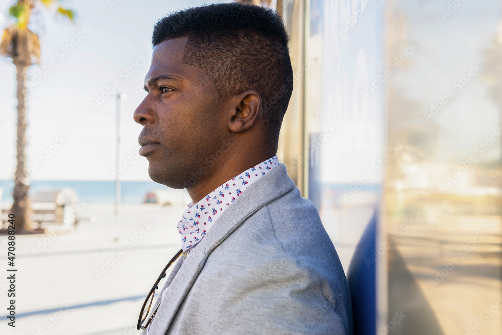 Black man looking at distance Black man looking at distance