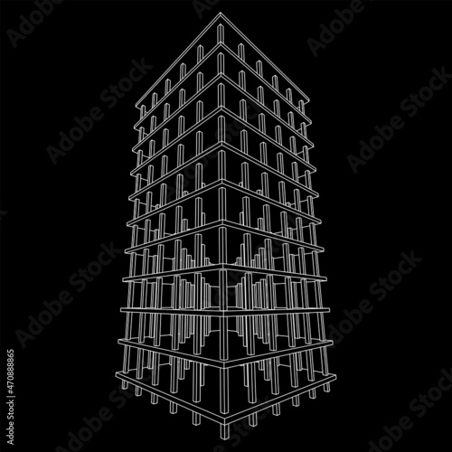 Building under construction. Build house construct in process. Wireframe low poly mesh vector illustration