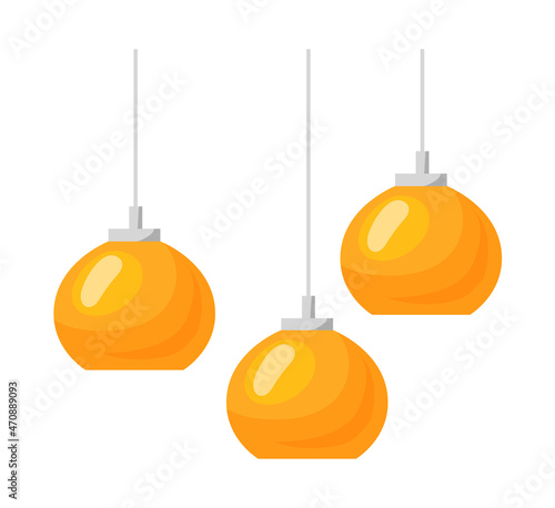 Modern chandeliers. Shine office creative decor, vector illustration