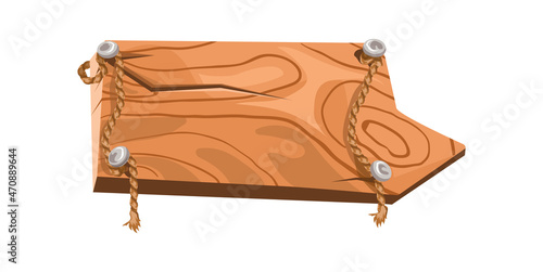 Nailed tablet. Board of rough structure, vector